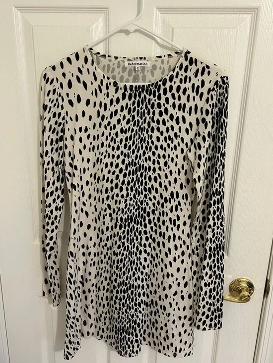 Reformation Kenmare Long Sleeve Knit Minidress In Cheetah Print New Size Medium - Picture 3 of 9